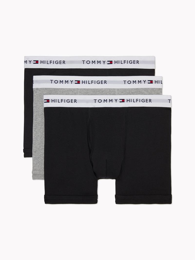 Férfi Tommy Hilfiger Pamut classics trunk 3pk Trunks Fekete Szürke | HU 1279ILH